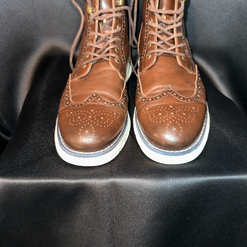 Men's Brown Leather Boots - Picture 2 of 9